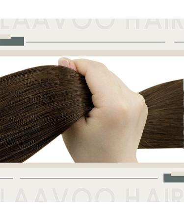 LAAVOO Easy Loop Hair Extensions - Brown 18 Inch Real Remy Hair with Microrings 50s Pack Brown #4 50g - Premium Microlink Extensions - Buy Online on SooperMarket.com