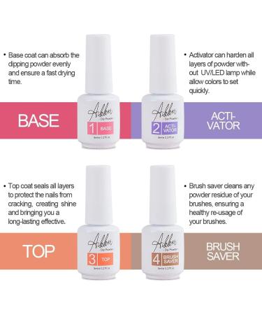 Aikker 20 Spring Colours Dip Powder Nail Kit - 27 Pcs Glitter Purple Pink Orange Acrylic Dipping Powder Set with Base Top Coat Activator - French Nail Art Manicure AK33 - Buy Online on SooperMarket.com