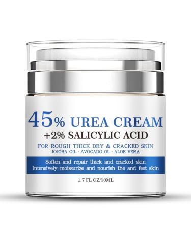 Urea Cream 45% Plus Salicylic Acid 2% Urea Cream for Feet and Hand Dry Cracked Urea Foot Cream for Thick Cracked Rough & Dry Skin Feet Moisturizer Natural Nourishes Softens Skin 1.7 fl.oz