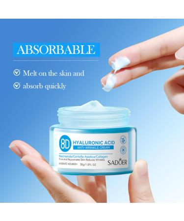 Hyaluronic Acid Anti-Wrinkle Cream Hyaluronic Acid Moisturiser Face Women & Men Anti Aging Face Cream Face Moisturiser For Mature & Young Skin Hydrate Smooth Dry Skin - Buy Online on SooperMarket.com