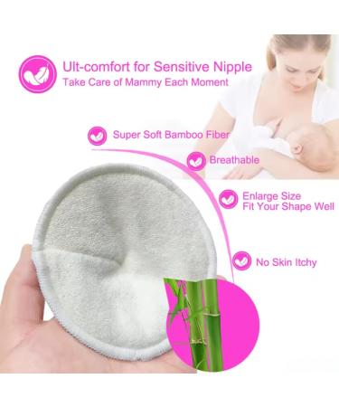 Organic Bamboo Nursing Pads | 10 Washable Ultra-Soft Leak-Proof Breastfeeding Pads | Comfortable & Breathable | Includes Wash Bag - Off White - Buy Online on SooperMarket.com