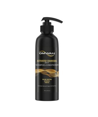 OMWAH 2 In 1 Shampoo + Conditioner Infused with Activated Charcoal Argan Oil and Tea Tree (23.66 oz)