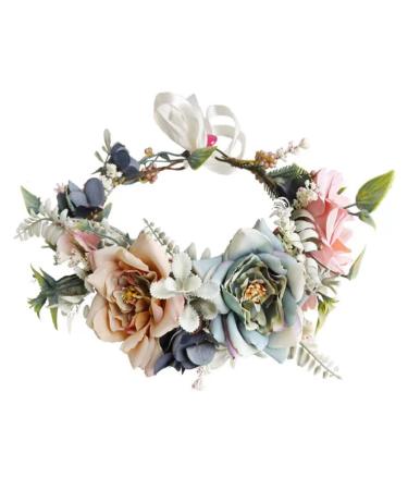 Floral Headband for Women Cute Flower Headband Wreath Retro Artifical Flower Girl Headpiece for Wedding Festivals Photo Props Fashion Headbands