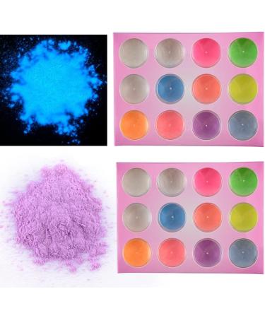 Glow in The Dark Pigment Powder Set - Pack of 24 Neon Color Changing Luminous Powder for Epoxy Resin, DIY Crafts, Nail Art & Halloween Party - Buy Online on SooperMarket.com