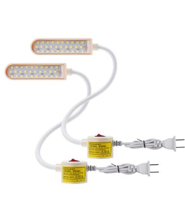 Bonlux Sewing Machine Light 30 LEDs Flexible Gooseneck Work Light with Magnetic Mounting Base 6W Portable Work Lamp for Workbench Lathe Drill Presses (2-Pack) 6W Grey x 2
