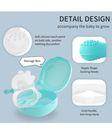 bybeleca Baby Teething Toy: Silicone Hand Teether for Infants 0-12 Months - Anti-Drop Dinosaur Chew Toy (Blue) with Case - Buy Online on SooperMarket.com