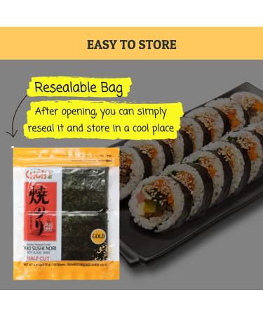 Buy DAECHUN LAVER CO. LTD. Sushi Nori - Gold Grade Resealable 100 Half Sheets | Premium Korean Seaweed for Sushi Making - Buy Online on SooperMarket.com
