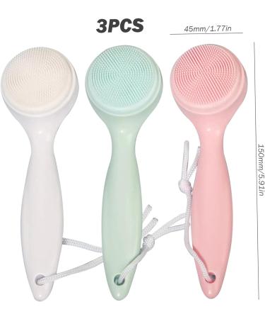 3Pcs Silicone Facial Cleansing Brush Silicone Facial Scrubber Manual Exfoliating Facial Brush Face Cleanser Face Exfoliator Fine Bristles for Sensitive Skin - Buy Online on SooperMarket.com