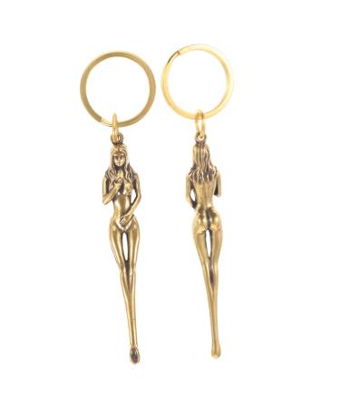 BESTOYARD 1 Set Beauty Key Pendant Cleaning Tools Ear Cleaning Tools Car Accesories Mini Wooden Spoons Small Spoons Brass Ear Scoop Ear Cleaning Metal Spoon Naked Woman Key Pendant Cosmetic