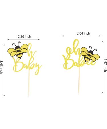 Arthsdite 24Pcs Bumble Bee Cupcake Toppers Oh Babee Cupcake Picks Oh Baby Cupcake Pick Decorations for Bee Theme Baby Shower Kids Baby Shower Birthday Party Decorations Supplies - Gold Black Glitter Bee Oh Baby Cupcake Toppers - Buy Online on SooperMarket.com