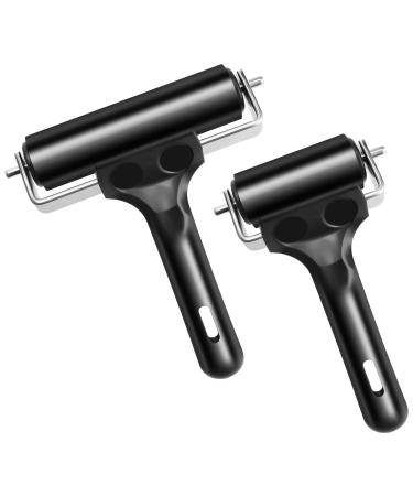 Aipaide 2 Pcs Rubber Glue Roller for Construction Tools, Printmaking, Ink Paint Block Stamping Brayers 3.8 and 2.2 Inch, Black Original Version