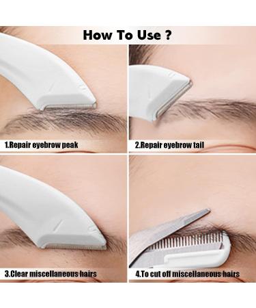 Stainless Steel Eyebrow Scissors with Comb - Trimmer Tool for Women & Girls | Beginner Friendly Eyebrow Razor in White - Buy Online on SooperMarket.com