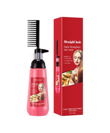 Hair Straightening Cream -Hair Straightening Treatment Cream with Comb Instant Hair Straightener Cream for All Hair Type Smooth and Nourishing Curls Tangles Frizz Hair 150ml