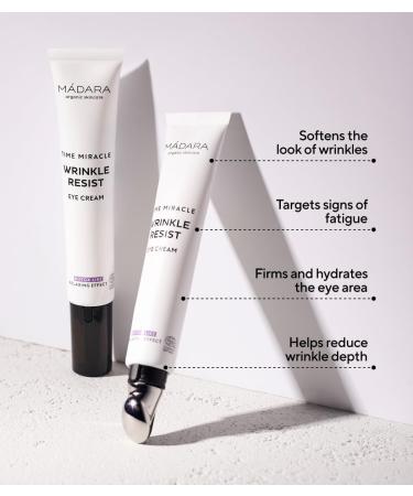 MADARA Organic Skin Care TIME MIRACLE Wrinkle Resist Eye Cream Hydrating Firming Anti-Aging Eye Cream with Hyaluronic Acid & Birch Water Reduces Wrinkles & Fine Lines 20ml - Buy Online on SooperMarket.com