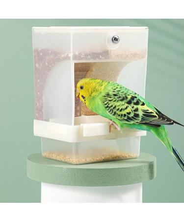 Jodsen Automatic Bird Feeder Pet Feeder Bird Cage Accessory Transparent Double Compartment Hanging Seed Food Container for Small Medium Budgerigar Parakeets Canary Cockatiel Finch Lovebirds(A)