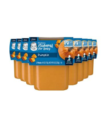 Gerber 2nd Food Baby Food Pumpkin Puree, Natural & Non-GMO, 4 Ounce Tubs, 2-Pack (Pack of 8)