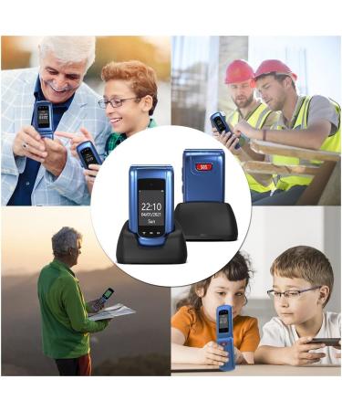 CHAKEYAKE 2G Unlocked Flip Phone for Elderly with SOS Button, Large Buttons, and Charging Cradle - Blue - Buy Online on SooperMarket.com