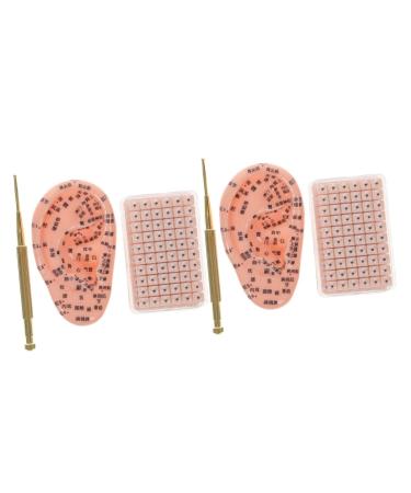 Healeved Sticker Sets Auricular Tools Household Tools Model Kits Ear Stickers Ear Acupoint Stickers Ear Self-Caring Patches Cave Pen Care Silicone Pe Aluminum Alloy Acupoint Pressure Massage Tools Assorted Colorx2pcs 10x6x0.6cmx2pcs