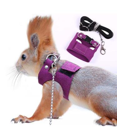 Adnikia squirrel traction rope strap Anti-bite chain rope adjustable vest small animal slab with leash hamster racing mice rats mice ferret small animals walks violet