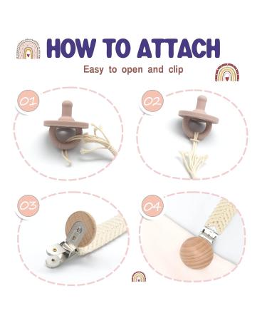 Braided Handmade Pacifier Clip Set - 3 Pack Neutral Baby Pacifier Holder Straps - Buy Online on SooperMarket.com
