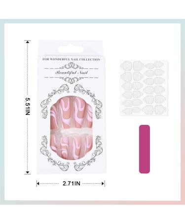 Vatocu Long Pink Matte Coffin Press-On Nails | 24pcs Acrylic Glue-On False Nails for Women & Girls - International Shipping Available - Buy Online on SooperMarket.com