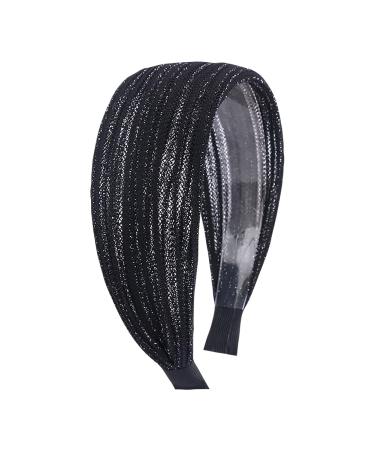 Extra Wide Hard Headbands Boho Headband with Teeth Large Non Slip Headbands Fabric Hair Hoop Headwrap Fashion Hairbands Hair Accessories for Women Girls Black