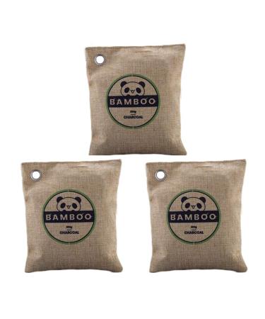 Bamboo coal air purification bags activated carbon smell absorbers Fresheners Moisture absorbing device for home car etc. (3 pack every 200g) beige 200g each