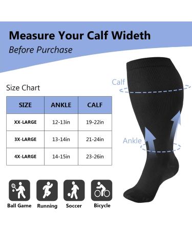4 Packs Plus Size Compression Socks Compression Stockings for Women Men 20-30 mmHg Large Size Compression Socks Women Men for Circulation Swelling Support 3XL 02 Colors - Buy Online on SooperMarket.com