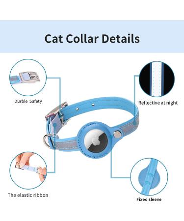 Buy Kocnydey Reflective Airtag Cat Collar - Adjustable Anti-Wing Collar for Cats & Small Dogs (M 28-37cm) - Blue - Buy Online on SooperMarket.com