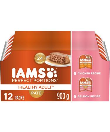 IAMS Perfect PORTIONS Healthy Adult and Indoor Wet Cat Food Pat Chicken & Perfect Portions Healthy Wet Cat Food Adult Grain Free Pat - Chicken and Salmon 12CT Multipack 75g Tray Cat Food + Cat Food 75g Tray - Buy Online on SooperMarket.com