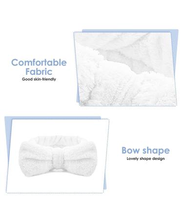Soft Flannel Spa Headband for Women - Bowknot Hair Band for Makeup, Face Wash, Shower - White Headband - Buy Online on SooperMarket.com