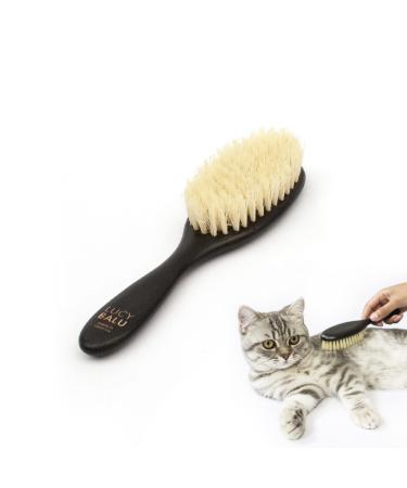Lucybalu cat brush short hair & long hair |Fellbrush for cats |Katzenkamm for the grooming of cats |Animal hair brush for cats |Cat hair brush with agave fiber bristles & wooden handle vegan Schwarz