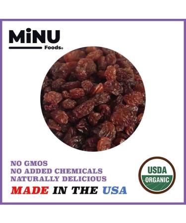 MiNU Organic Thompson Raisins 16 oz - Unsweetened, No Sulphur, Paleo & Vegan Superfood - Non-GMO & Gluten Free - Buy Online on SooperMarket.com