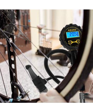 AZUNO Bike Tire Inflator with Pressure Gauge - Universal Presta and Schrader Chuck for Bicycle Air Compressor - Buy Online on SooperMarket.com
