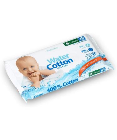 Biodegradable Water Cotton Baby Wipes 3-Pack - Safe for Baby with Sweet Almond Oil and Aloe Vera - 100% Cotton - Buy Online on SooperMarket.com