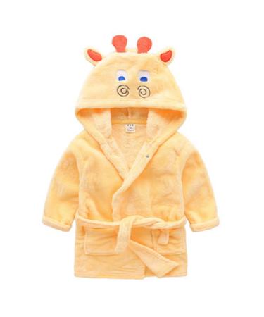 Feiliandajj unisex baby toddler fleece bathrobe cute animal ears terry bathrobe soft morning gown with bags and hooded baby bathrobe for boys and girls 1-6 years 12-18 months orange