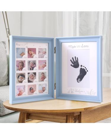 Mikytoper Baby Hand and Footprint Kit - Anniversary Growth Record Baby Gift with Reusable Ink Cartridge Photo Frame - Foldable Blue - Buy Online on SooperMarket.com