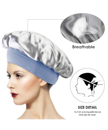 Wide-Brimmed Satin Night Caps 3-Pack for Women - Wine Red, Black, Silver - Buy Online on SooperMarket.com