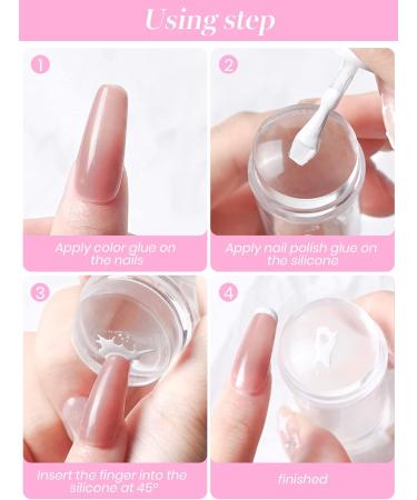 EBANKU 2PCS Clear Blue Silicone Nail Art Stamper Set with Scraper Tools for DIY Beauty Nail Art - French Smile Line Design (Transparent) - Buy Online on SooperMarket.com