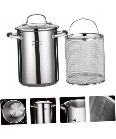 PRETYZOOM 1 Set Fry Pan Stock Pot with Strainer Basket Outdoor Chicken Fryer Fat Storage Can Mesh Steamer Basket Small Roasting Pan Deep Pan with Lid Stainless Steel Pot Soup Pot - Buy Online on SooperMarket.com