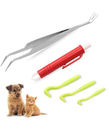 Reastar Tick Remover 5PCS Tick Remover Kit with Set of 3 Tick Hook and 2 Tick Tweezer - for Dogs Cats Humans