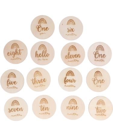 14Pcs Monthly Milestone Wood Discs Baby Milestone Discs for Photo Props Baby Shower Gifts Wooden Baby Monthly Milestone Cards - Buy Online on SooperMarket.com