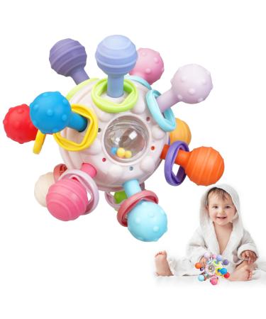 Tosekry Beißring Baby Toys from 0 3 6 9 12 months gripping ball made of silicone BPA-free baby toys from 0-6 months bite ring greifling baby rattles motor skills sensors gift