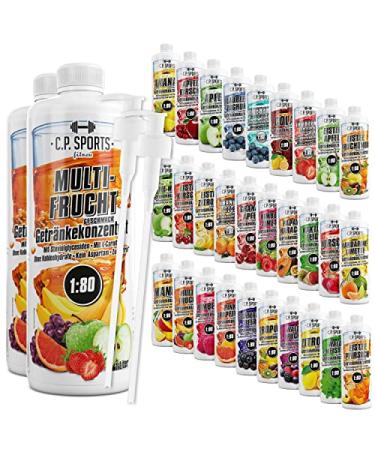 C.P.Sports beverage syrup for mineral drink i syrup sugar-free for vital drink multi-fruit with vitamins i beverage concentrate for mixing with water for sports drink I 2 liter + 2 pump donor multifruche 1 l (2 Pack)