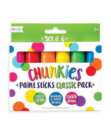 Ooly Chunkies Paint Sticks Classic 6 Pack - Set of 6 Twistable Paint Stick Crayon Set for Kids and Adults Great for Any Project Including Posters Cards Scrapbooking and Journaling