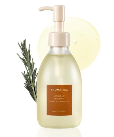 AROMATICA Vitalizing Rosemary Pore Cleansing Oil 6.7 fl oz./200ml Double Cleanser & Makeup Remover Oil-Based for Gentle Sebum Control With Fermented Moringa & Essential Oils