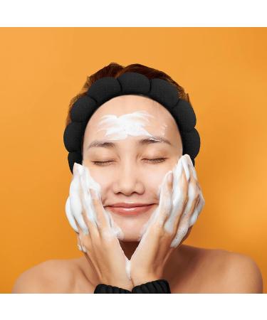 Puffy Spa Headband Set for Women - Black Terry Towel Cloth Fabric Headbands for Skincare, Shower, and Makeup Removal - Buy Online on SooperMarket.com