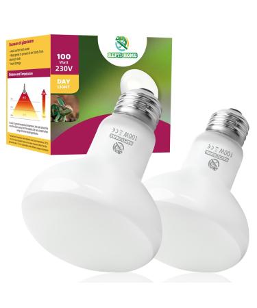 REPTI HOME Reptile Heat Lamp Bulbs 2 Pack 100W Heat Lamp for Reptiles E27 Basking Light Bulb for Vivarium Turtle Lizard Tortoise Bearded Dragon Puppy Chick