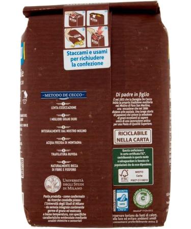 5X De Cecco Wholemeal Mixed Pasta (5 Packs of 500 g) 2.5 kg - Buy Online on SooperMarket.com