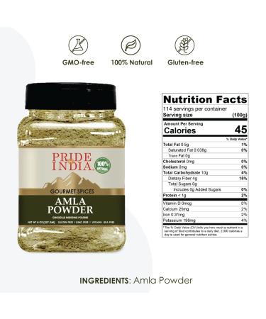 Pride of India Amla Powder 8 oz. Medium Dual Sifter Jar - Antioxidant Rich Gourmet Spice, Tangy & Savory - Pure Indian Gooseberry Ground, GMO/Gluten Free - Buy Online on SooperMarket.com
